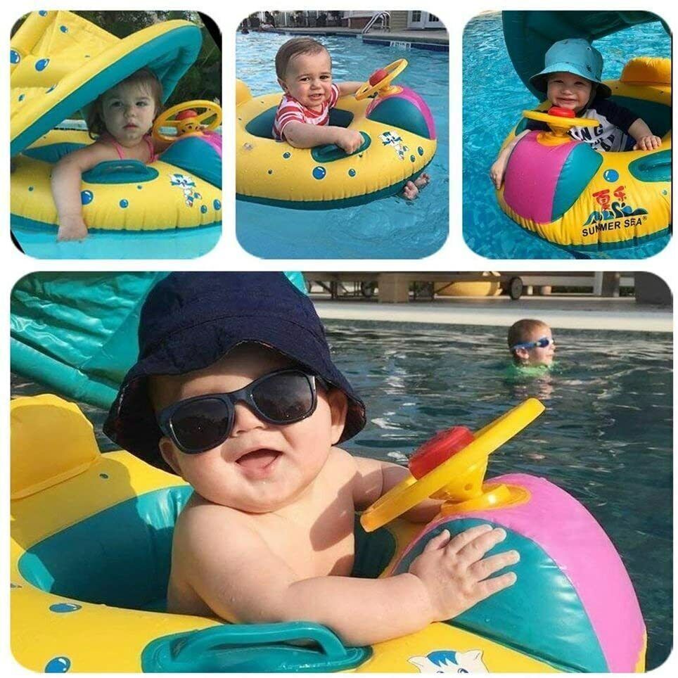 Bouée de natation pour bébé avec auvent amovible - Soyez le Plus Stylé à la Piscine ! 🏊‍♂️👧👦 - Hodamart