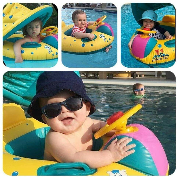 Bouée de natation pour bébé avec auvent amovible - Soyez le Plus Stylé à la Piscine ! 🏊‍♂️👧👦 - Hodamart