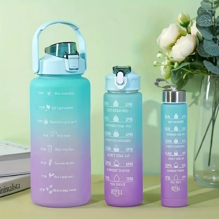 Kit assorti de bouteilles d'eau de motivation pour le fitness - 2 litres 900 ml 300 ml - Hodamart