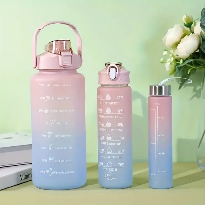 Kit assorti de bouteilles d'eau de motivation pour le fitness - 2 litres 900 ml 300 ml - Hodamart