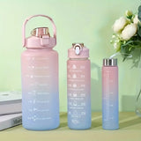 Kit assorti de bouteilles d'eau de motivation pour le fitness - 2 litres 900 ml 300 ml - Hodamart