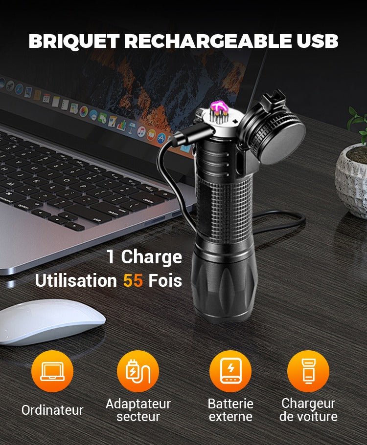 ⏳Réduction limitée de 50%💥🔦Lampe de poche multifonctionnelle rechargeable à lumière forte avec feu électrique⚡ - Hodamart