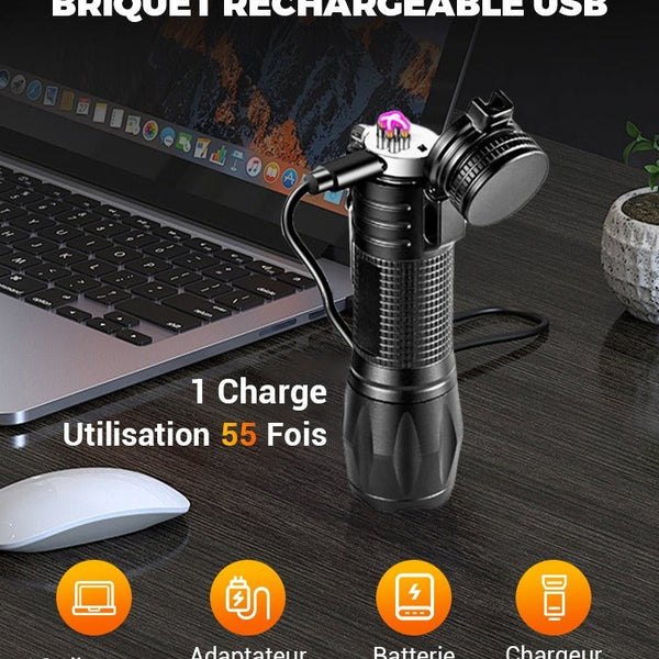 ⏳Réduction limitée de 50%💥🔦Lampe de poche multifonctionnelle rechargeable à lumière forte avec feu électrique⚡ - Hodamart