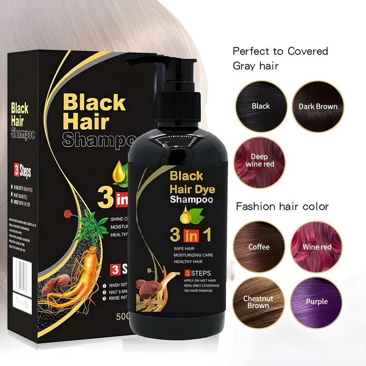 Shampoing Colorant pour Cheveux Noirs 3 - en - 1 | 1 ACHETÉ, 1 OFFERT 🔥 - Hodamart
