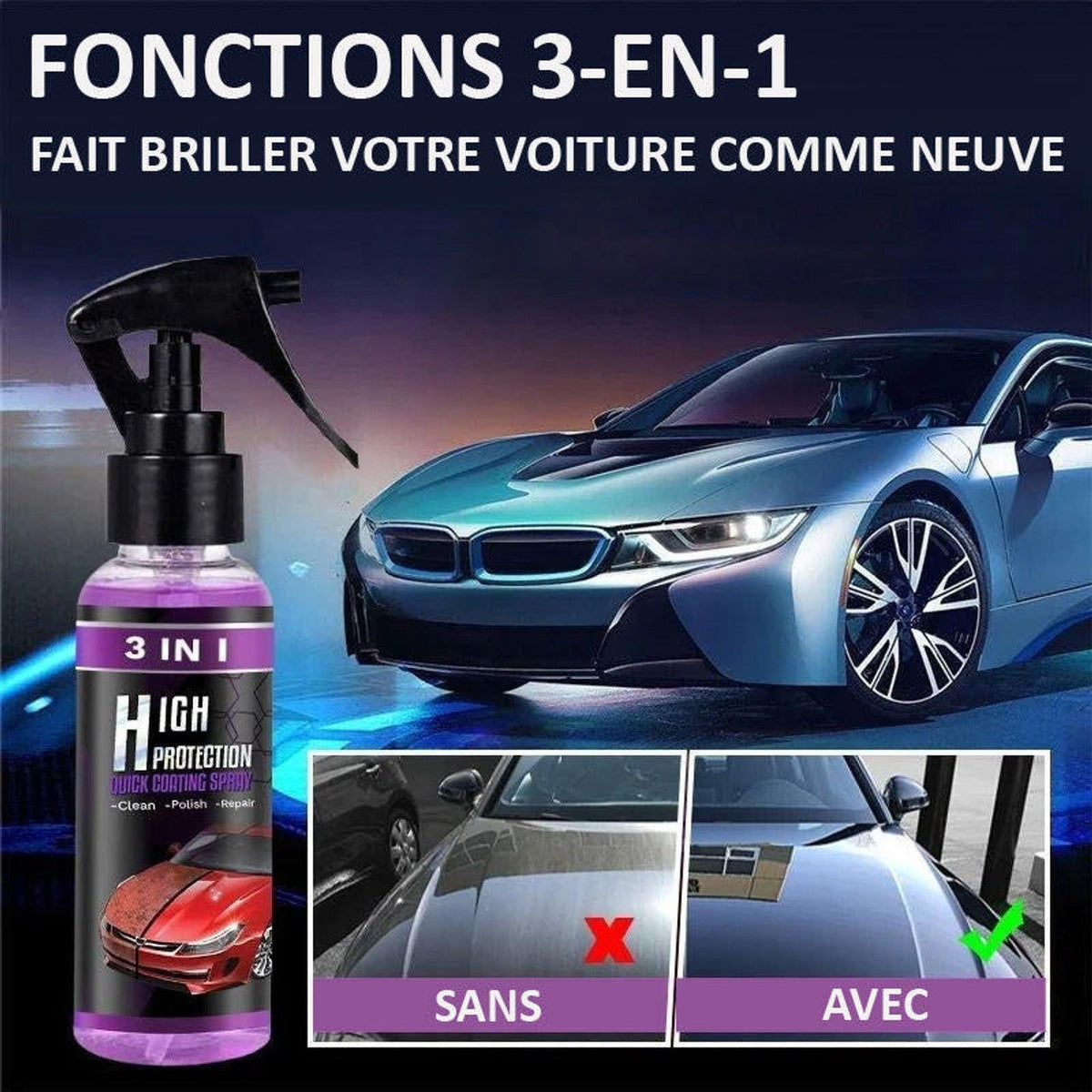 SPRAY |3 EN 1| DE REVÊTEMENT DE VOITURE RAPIDE AMÉLIORÉ |2024| - Hodamart