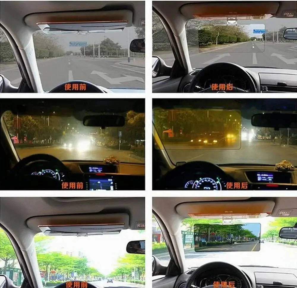 Visière de voiture, visière Anti - éblouissement de jour et de nuit, visière de bloc Anti - UV 2 en 1 pour Automobile Sun - Hodamart