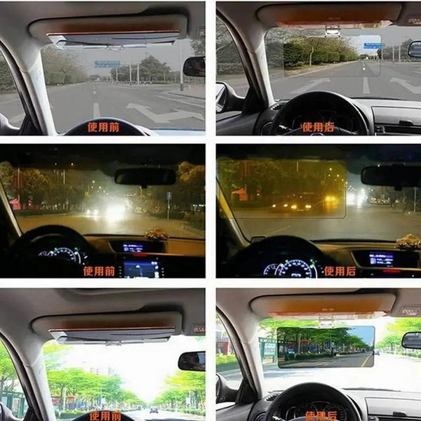 Visière de voiture, visière Anti - éblouissement de jour et de nuit, visière de bloc Anti - UV 2 en 1 pour Automobile Sun - Hodamart